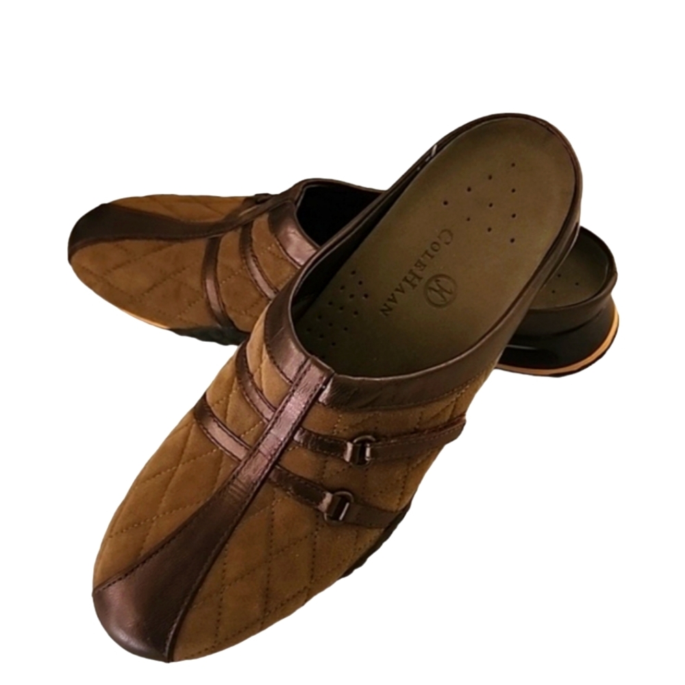 COLE HAAN NIKE AIR Quilted Clogs Mules 7AA 7 Narrow Preppy Suede Sneakers - Picture 8 of 16
